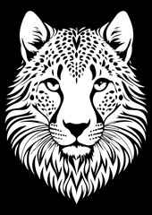 Graceful Cheetah Head Silhouette - Vector Artwork