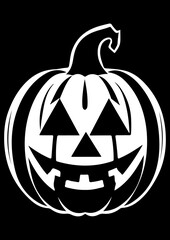 Spooky Halloween Pumpkin Silhouette - Vector Drawing
