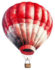 Naklejka premium Watercolor illustration of a red and white hot air balloon. Ai illustration. Transparent background, png