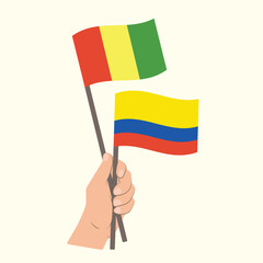 Flags of Guinea and Colombia, Hand Holding flags