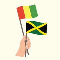 Flags of Guinea and Jamaica, Hand Holding flags