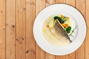 Fresh tasty fish dish with herbs