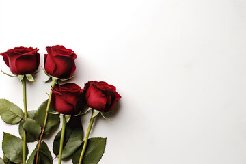 A bunch of red roses sitting on top of a white surface. Generative AI.