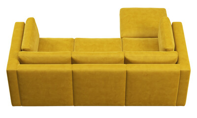 Modern three-seat yellow velvet upholstery modular sofa. 3d render.