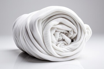Roll of clean soft cotton fabric isolated on white background.