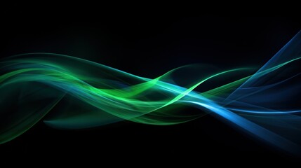 Flowing wave of light in blue and green