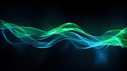 Flowing wave of light in blue and green