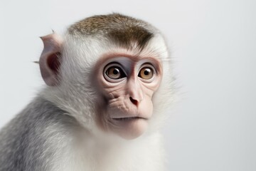 Portrait of a cute monkey on white background.