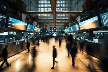 Many business people working at corporate, motion blur concept, Ai Generative