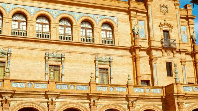 The stunning Plaza de Espana, Seville, Andalusia, Spain, built for the Ibero-American Exposition of 1929, designed by Anibal Gonzalez