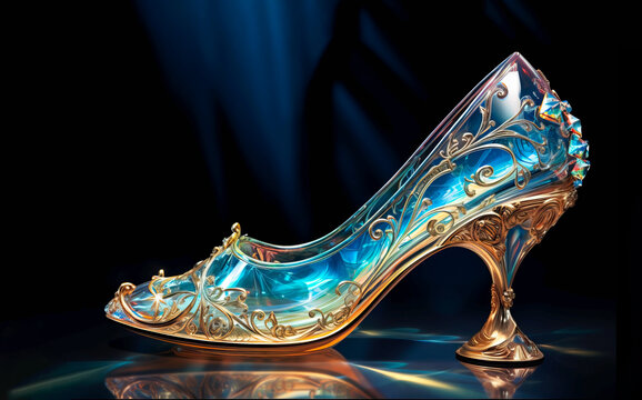 Vector Cinderella Glass Slippers On Vintage Pillow Royalty Free
