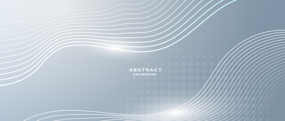 Grey white abstract background with flowing particles. Digital future technology concept. vector illustration.
