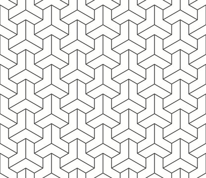 seamless modern geometric pattern with hexagon shape and line in  dark grey, and white color, vector background illustration.
