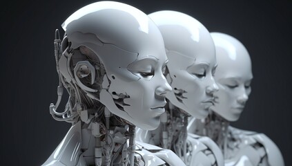 3d rendered illustration of a group of AI robots