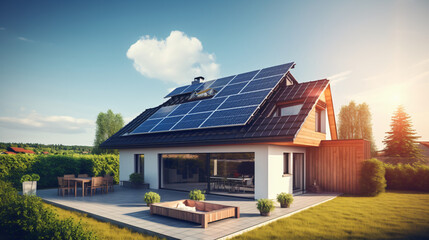Sustainable Lifestyles: Solar Panel Roof Energy. Clean Power from the Sun for the Ecology.
Generative AI