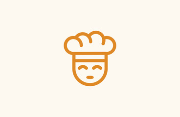 Chef with bread shaped cooking hat vector logo