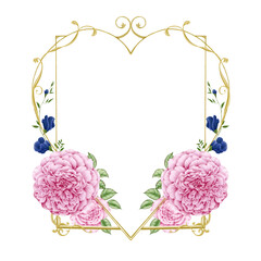 frame with heart and roses