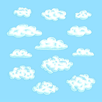 Cloud. Vector color hand drawn vintage engraving illustration