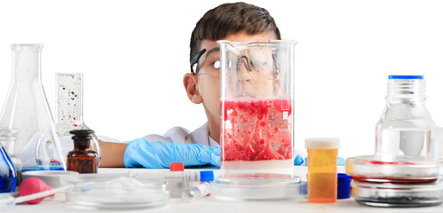 Little child chemistry with water for easy science experimental online class, new normal and...