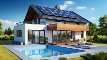 Sustainable Lifestyles: Solar Panel Roof Energy. Clean Power from the Sun for the Ecology.
Generative AI