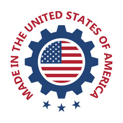 Made in USA - vector sticker for package. United States product seal isolated on white.