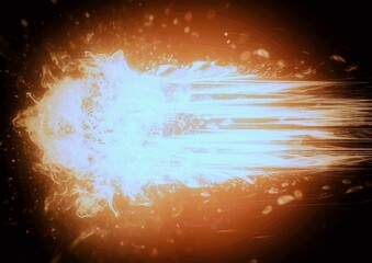 3d illustration of exploding and burning fireball	