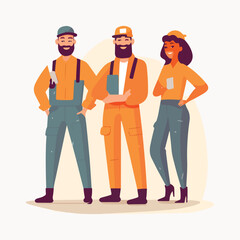 Group of young friendly people. Man and woman professionals vector illustration.