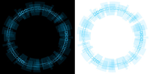 holographic circle hud blue glow futuristic technology abstract transparent background