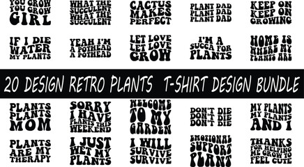 Fototapeta premium Retro Plants T-shirt Design Bundle