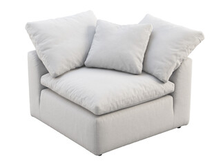 Modern white fabric upholstery chair. 3d render.