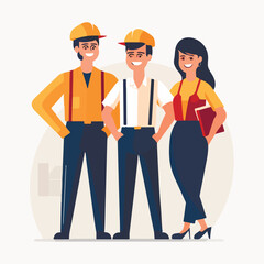 Group of young friendly people. Man and woman professionals vector illustration.