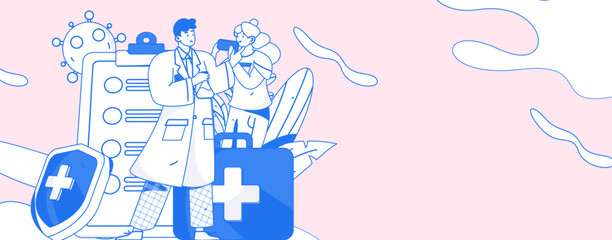 Medical Characters Anti-epidemic Flat Vector Concept Operation Hand Drawn Illustration
