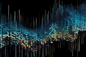 abstract waves neural network space multicolored background, science futuristic technology concept, generative AI