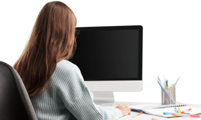 School girl college student learning during virtual remote class, group online lesson on video conference call with teacher on computer