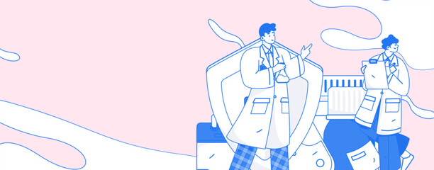 Medical Characters Anti-epidemic Flat Vector Concept Operation Hand Drawn Illustration
