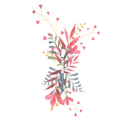 positive pregnancy test, hcg testing, gestation confirmation, twig flowers, isolated hand drawn illustration