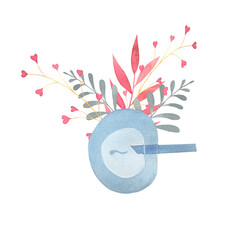 in vitro fertilization, IVF, placement of a spermatozoon into an ovum, hand drawn watercolor illustration isolated