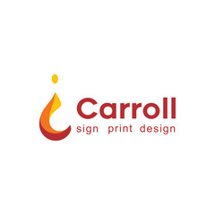 logo type C orange sign print design 