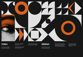 Deconstructed postmodern illustrations feature vector abstract symbols with bold geometric shapes. They are ideal for a variety of uses, such as web backgrounds, poster design and cover art.