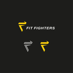 Fit Fighters logo mixed gym fitness martial arts or fighting club logos, emblems, badges, labels, marks and design elements.