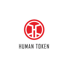 Fototapeta na wymiar Human Token Crypto Symbol Logo Red Sign Technology Icon Design