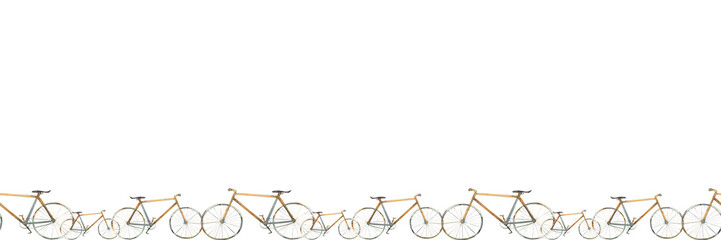 bicycle banner, bicycle seamless print hand drawn in watercolor,