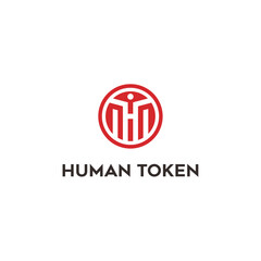 Human Token Crypto Symbol Logo Red Sign Technology Icon Design