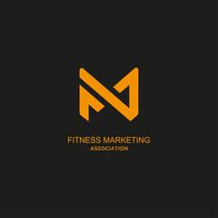 Letter F M bodybuild fitness gym logo design vector