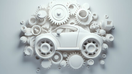 Fototapeta na wymiar gears on a white background concept car service. generative ai