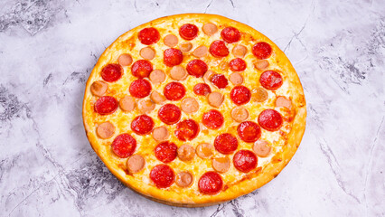 Double Sausage pizza top view