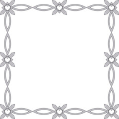 ornamental silver floral frame with hearts isolated