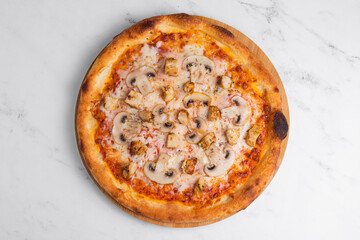 Mushrooms pizza top view