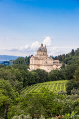 Fototapeta na wymiar The Church of San Biagio is located at the foot of the hill of Montepulciano, ancient city in Tuscany, Italy