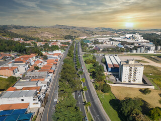 Aerial view of the city Amparo located in the interior of São Paulo. City crossed by the river Camanducaia and known as the Historical Capital of the Water Circuit.